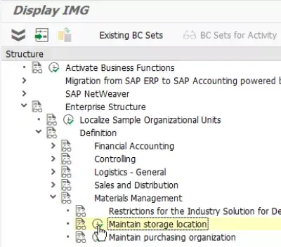 نحوه ایجاد یک مکان ذخیره سازی در SAP : نگهداری محل های ذخیره سازی در SPRO
