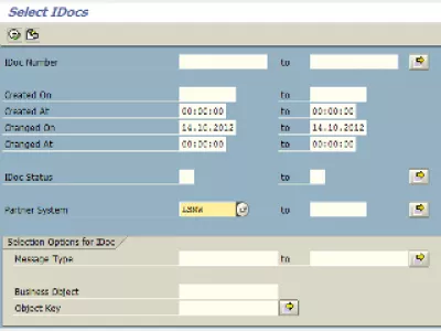 SAP mendefinisikan Sistem Mitra untuk Proses Masuk IDoc : Gambar 6: Layar Pemilihan SAP BD87 IDocs
