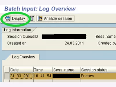 Ang mga resulta ng SAP export LSMW batch input session : Larawan 3: Pangkalahatang-ideya ng batch ng LSMW