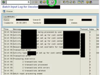 SAP ส่งออกผลลัพธ์ของเซสชั่นแบทช์ LSMW ของ SAP : รูปที่ 4: การบันทึก LSMW log