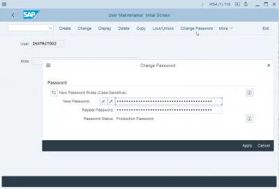 Come Resettare E Cambiare La Password SAP? : Changing SAP password in SAP password change Tcode SU01 - Manutenzione dell'utente