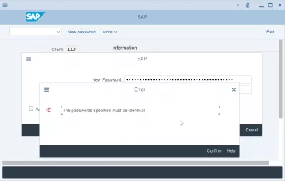 如何重置和更改SAP密碼？ : 指定密碼必須相同的錯誤消息