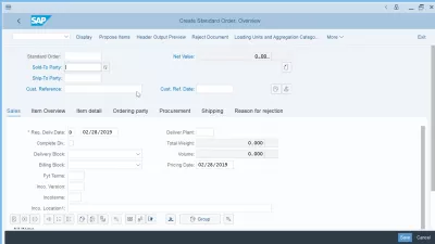 How To Use The SAP GUI? : Sales order creation screen