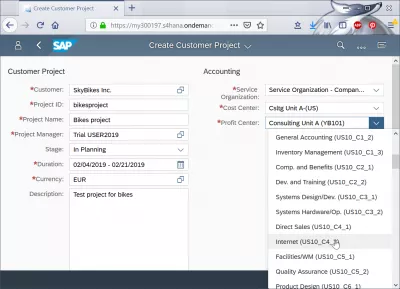 Come pianificare un progetto cliente in SAP Cloud? : Creazione di un progetto cliente
