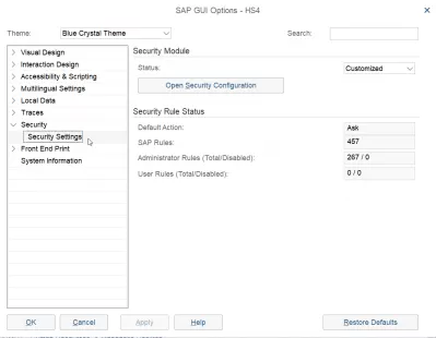 SAP Gui பாதுகாப்பு அறிவிப்புகளை அகற்று : படம் 2: SAP எளிதாக அணுகல் SAP GUI விருப்பங்கள் பட்டி