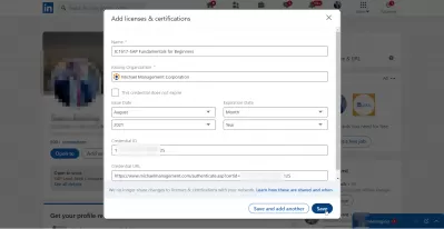 SAP Základy pro začátečníky zdarma Online kurz s certifikátem : Přidání zdarma SAP Online kurz Certifikát dokončení na LinkedIn z tréninku SAP Základy pro začátečníky