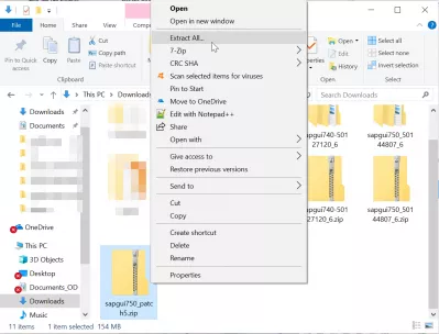 Passos D'instal·lació De SAP GUI [Versió 750] : Extracció del fitxer de parche SAP 750 a l'ordinador