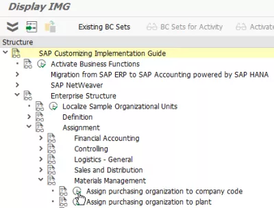 SAP գնորդ կազմակերպության նշանակումը ընկերության ծածկագրին և գործարանին : Ձեռք բերող կազմակերպություն, SAPի գործարքի մեջ ներգրավված ընկերությունների համար: SPRO