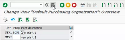 Ang pagtatalaga ng SAP ng pagbili ng samahan sa code ng kumpanya at halaman : Pagbili ng org entry para sa pagtatalaga ng halaman
