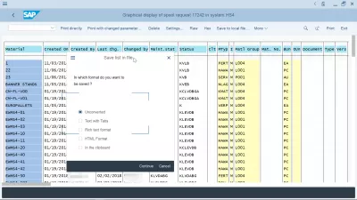 Paano i-export ang ulat ng SAP kay Excel sa 3 madaling hakbang? : Pagpi-print sa hindi na-convert na file ng pag-export ng Excel ng isang spool display sa SAP tcode spool SP01