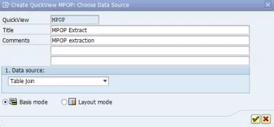 SAP ekstrakti Parametri napovedovanja (struktura MPOP) : Slika 5: Izbira vira podatkov SQVI