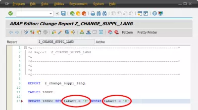 പ്രവേശനത്തിനു ശേഷം SAP ഇന്റർഫെയിസിന്റെ SAP ഭാഷ മാറ്റുക : ABAP ഭാഷ സജ്ജീകരിച്ചു