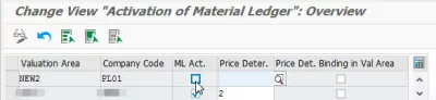Messaggio SAP C + 302 Libro mastro materiale non attivo nell'impianto : Attivazione del registro materiale per l'area di valutazione