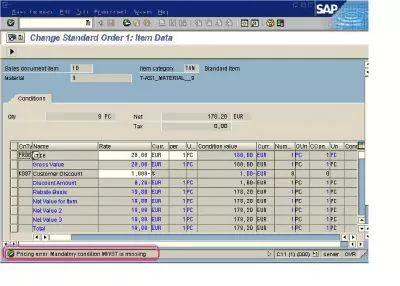 SAP გადაჭრას ფასების შეცდომა: სავალდებულო მდგომარეობა MWST აკლია : SAP ფასების შეცდომა: სავალდებულო მდგომარეობა MWST არ არის