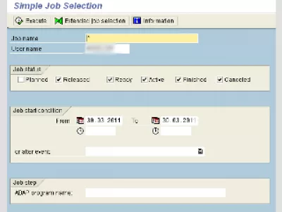 SAP LSMW partiiplaanimine : Joonis 10: saagi partii töö tcode SM37 lihtne töö valimine