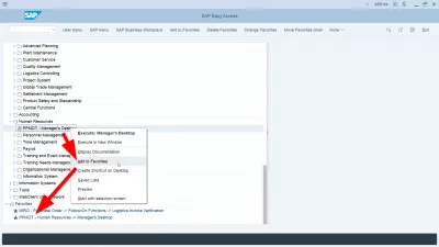 Zobrazit technické názvy v systému SAP : Přidání kódu transakce do oblíbených v SAP Easy Access