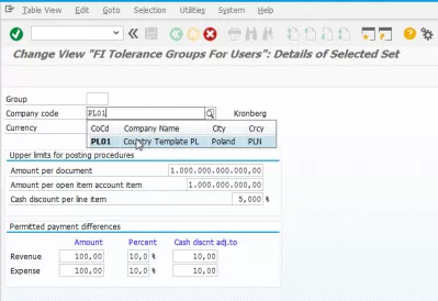 SAP FICO: Comment résoudre l'erreur f5155 Aucune autorisation de montant? : Configuration des groupes de tolérance pour les utilisateurs FI