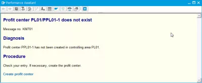 Прибутковий центр не існує на дату SAP : Опис помилки в асистенті роботи