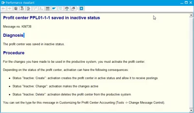Ang profit center ay hindi umiiral para sa petsa ng SAP : Detalyadong error paglalarawan ng assistant ng tagumpay