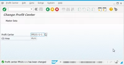 El centre de beneficis no existeix per a la data SAP : S'ha desat el centre de resultats 