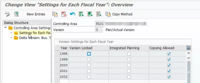SAP versija 0 nėra apibrėžta fiskaliniais metais : Nustatymų prieiga ir naujų įrašų mygtukas