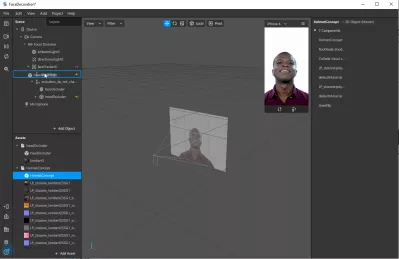 انسٹاگرام چہرہ فلٹر کیسے بنائیں؟ : ٹریکنگ فعالیت کا سامنا کرنے کے لئے 3D آبجیکٹ اثاثہ کو گھسیٹیں اور چھوڑیں