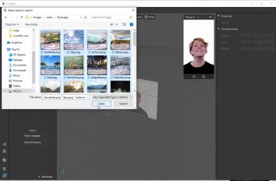 Cum pot face ce filtrez pentru Instagram în Spark AR Studio? : Selectarea imaginilor de importat în proiect