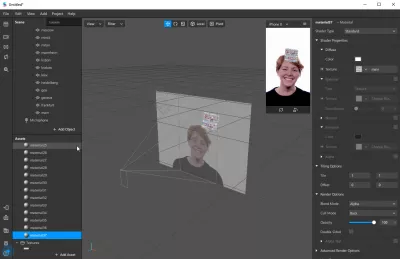 Jak zrobić filtr do filtrowania na Instagram w Spark AR Studio? : Zasoby materialne utworzone w Spark AR Studio i połączone z modułami do śledzenia twarzy i obrazami