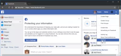 Facebook hisobimni qanday o'chirsa bo'ladi : Facebook sozlamalari