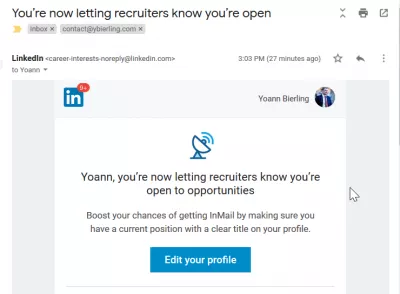 Linkedin: Aktīvi tiek meklēts nodarbinātības iestatījums : pašlaik meklē jaunas iespējas