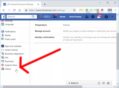 Kaip išjungti automatinį leidimą „Facebook“ : Vaizdo įrašų meniu parinktys nustatymuose