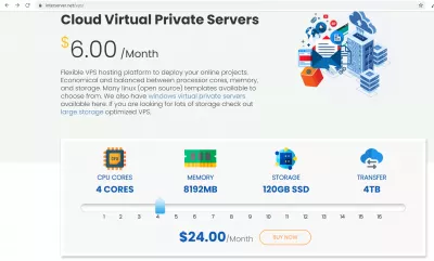 Best Cloud VPS Provider: Comparison And Setup : Selecting Cloud VPS size on Interserver website