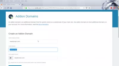 цПанел додати нови домен : Додавање аддон домена у цПанел
