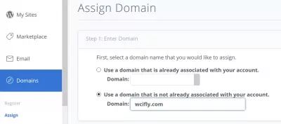 cPanel addon domain, creeu un domini addon : registreu el nom del domini d'Internet
