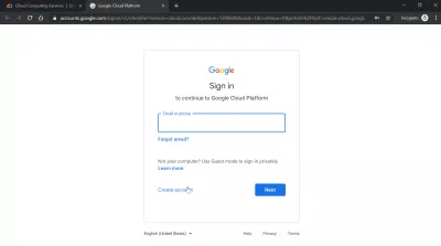Hvordan oppretter jeg en Google Cloud-konto? : Opprett kontoalternativ for å få gratis lagring med en ekstern e-postadresse