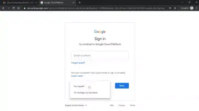 How to create a Google Cloud account? : Creating new personal account