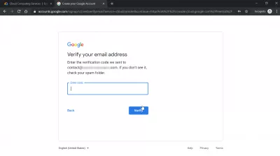 Как создать учетную запись Google Cloud? : Подтверждение адреса электронной почты