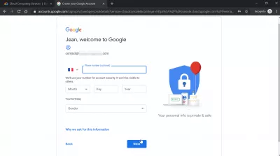 Cum să creezi un cont Google Cloud? : Introducerea datei de naștere și a sexului