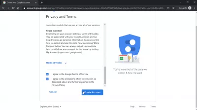 Hoe maak je een Google Drive-account en krijg je 15 GB gratis Google Drive-opslag? : Privacy en voorwaarden