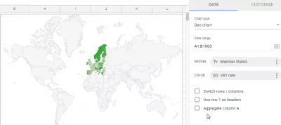 Si të krijoni hartë interaktive në Google Sheets : Personalizo një tabelë hartë në Google Sheets