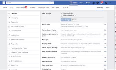 چگونه مالک صفحه Facebook را تغییر دهیم؟ : نحوه حذف صفحه فیس بوک با تغییر وضعیت دید آن