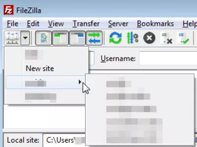 FileZilla विंडोज़ में एक एफ़टीपी वेबसाइट कनेक्शन का पासवर्ड पुनर्प्राप्त करें : त्वरित एफ़टीपी कनेक्शन का उपयोग