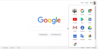 Jinsi ya kubadili lugha katika Google? : Google Account menu in Utafutaji wa Google interface