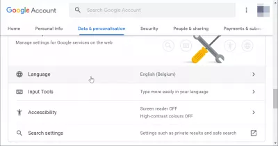 Как да сменя езика в Google? : Click on language option to select Google Анализ language