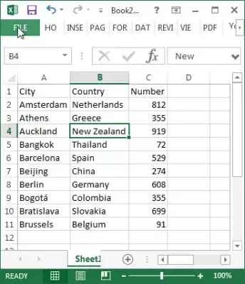 Kako da uvezem Excel datoteku u MySQL bazu podataka u PHPMyAdmin : Excel list s podacima