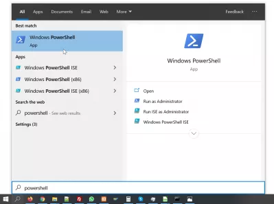 Windows 10 Native SSH PowerShell Client Quraşdırması : Windows başlatma sistemindəki Windows PowerShell tətbiqi