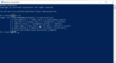 Namestitev odjemalca Windows 10 Native SSH PowerShell : Možnosti SSH v programu Windows PowerShell