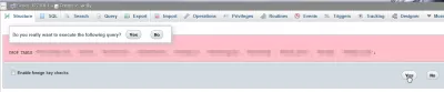 Mesa de reparación PHPMyAdmin : Confirmación de tablas sueltas, verificación de claves externas desactivadas