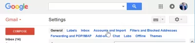 Configura Gmail con el dominio GoDaddy u otro dominio propio : Cuentas y opciones de importación en Gmail.