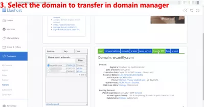 Transfer Domain From Bluehost To Squarespace, Gandi Or Another Registrar Made Easy: 16 Steps With Pictures : 3. Select the domain to transfer in domain manager